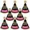 Big Dot of Happiness Chic 80th Birthday - Pink, Black and Gold - Mini Cone Birthday Party Hats - Small Little Party Hats - Set of 8